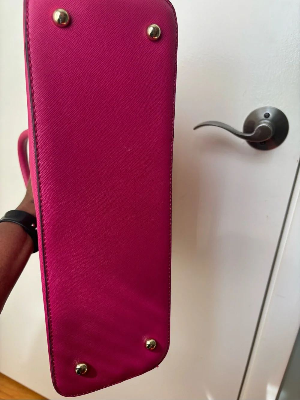 Anne Klein Pink Dome Satchel with Gold Hardware